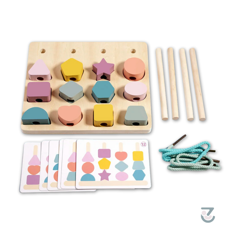 Kids Montessori Colour & Shape Sorting Puzzle with Beads