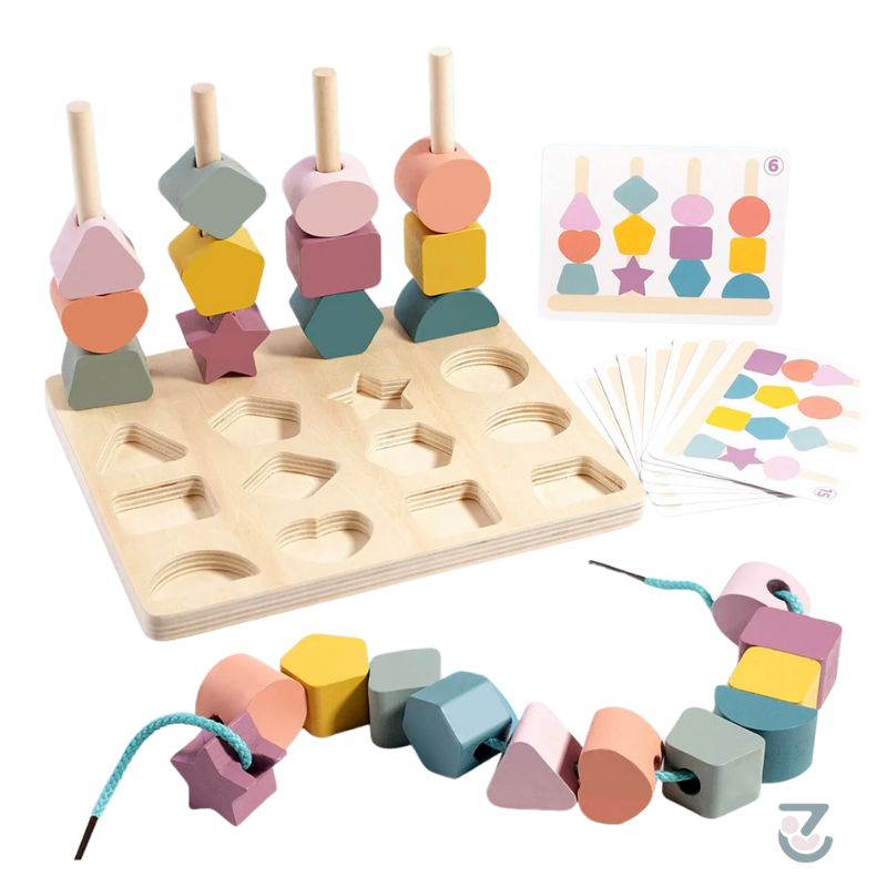Kids Montessori Colour & Shape Sorting Puzzle with Beads