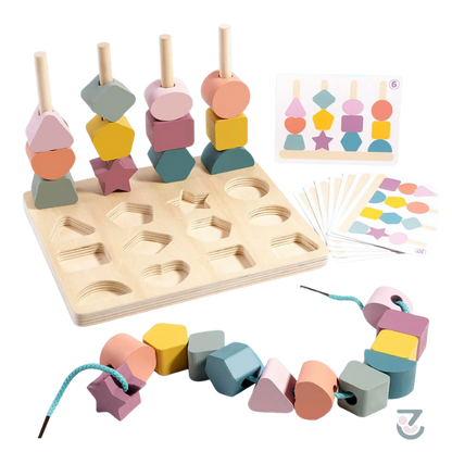 Kids Montessori Colour & Shape Sorting Puzzle with Beads