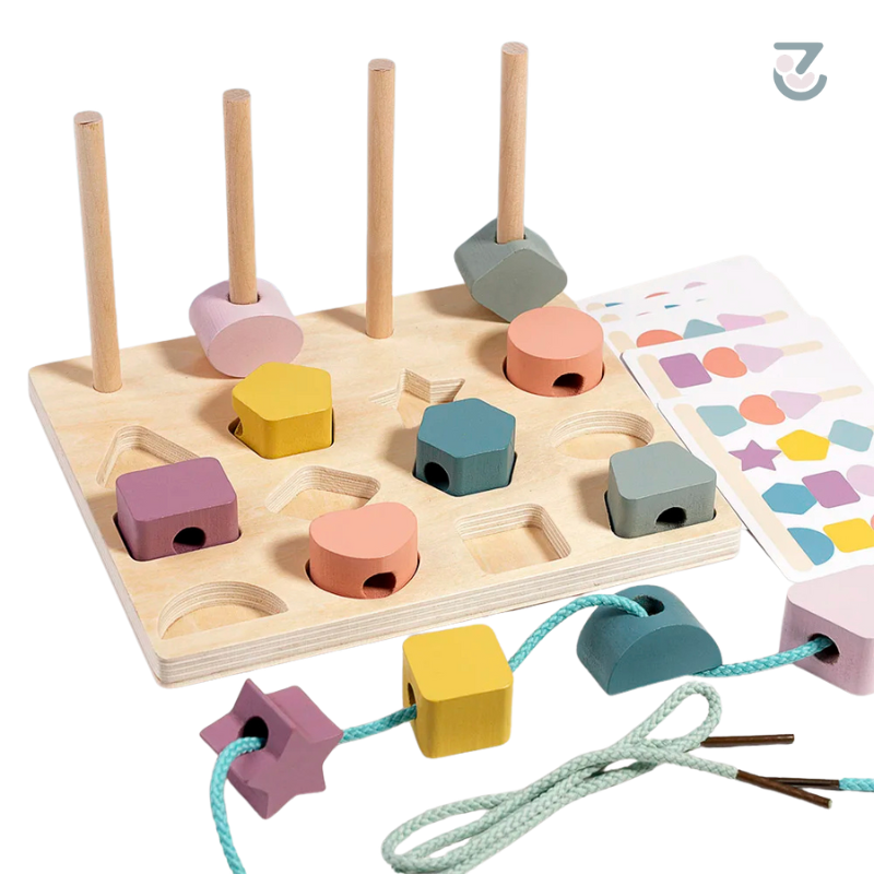 Kids Montessori Colour & Shape Sorting Puzzle with Beads
